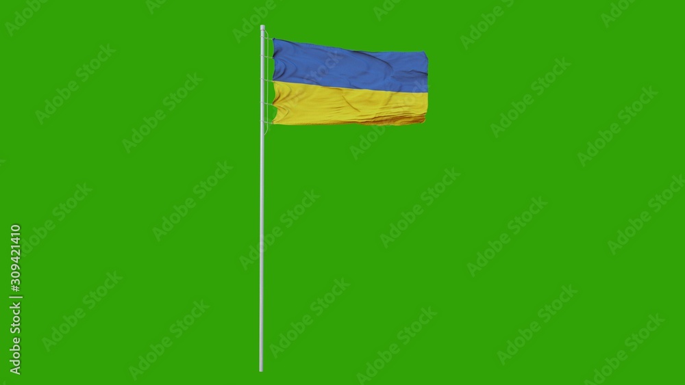 Ukraine flag waving and fluttering on wind. Green Screen. 3d ...