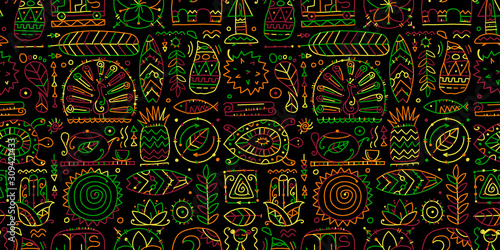 Sri Lanka art travel, tribal seamless pattern for your design