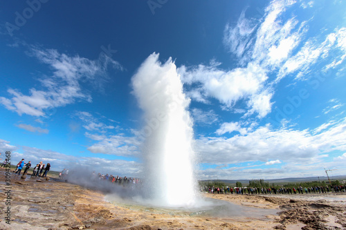 Strokkur geyser in south Iceland during summer
