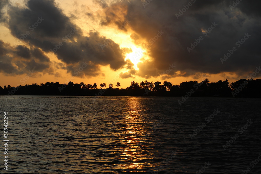 sunset in lake