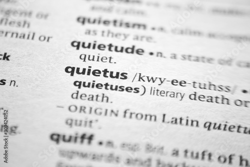 Word or phrase Quietus in a dictionary.