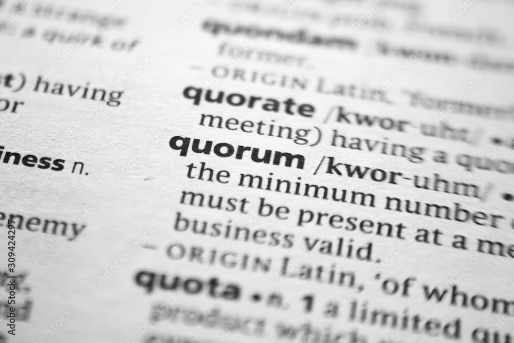 Word or phrase Quorum in a dictionary. Word or phrase Quorum in a dictionary.