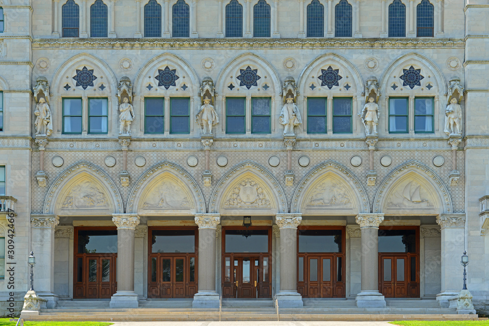 Connecticut State Capitol, Hartford, Connecticut, USA. This building was designed by Richard Upjohn with Victorian Gothic Revival style in 1872.