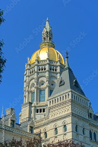 Connecticut State Capitol, Hartford, Connecticut, USA. This building was designed by Richard Upjohn with Victorian Gothic Revival style in 1872. photo