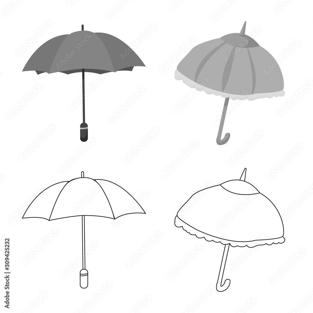 Isolated object of protection and closed logo. Set of protection and rainy vector icon for stock. Isolated object of protection and closed logo. Set of protection and rainy vector icon for stock.