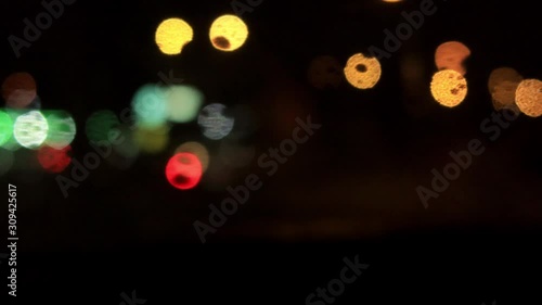 Night Traffic Light Blurry Shot 