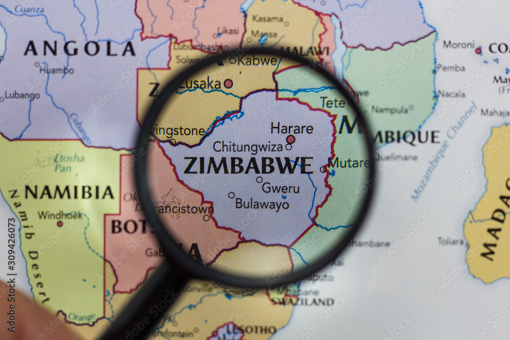 Zimbabwe On The Map Of The World Stock Photo Adobe Stock 1000 F 309426073 EdUBZK5GmI8FO4bKWXDINK4xOJJJwOc0 