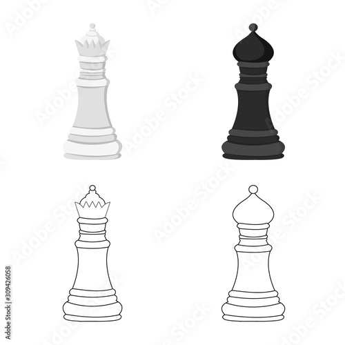 Isolated object of checkmate and thin sign. Set of checkmate and target vector icon for stock.