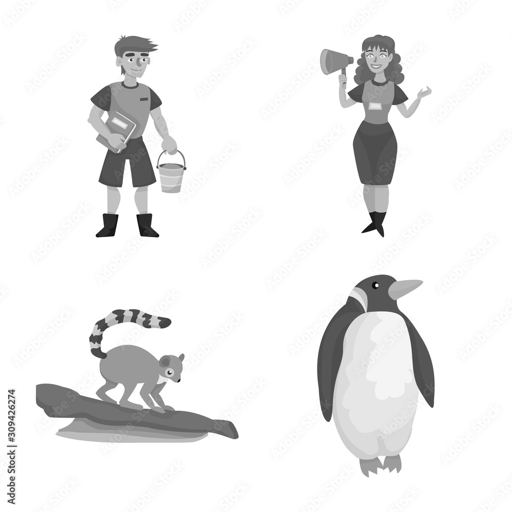 Fototapeta premium Isolated object of zoo and park symbol. Collection of zoo and animal stock vector illustration.