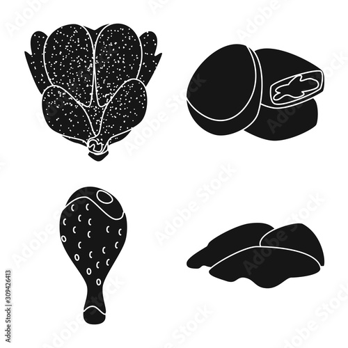 Vector illustration of restaurant and agriculture symbol. Set of restaurant and raw vector icon for stock.