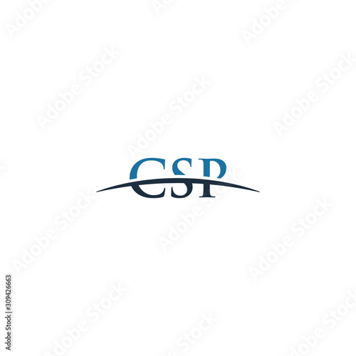 Initial letter CSP, overlapping movement swoosh horizon logo company design inspiration in blue and gray color vector