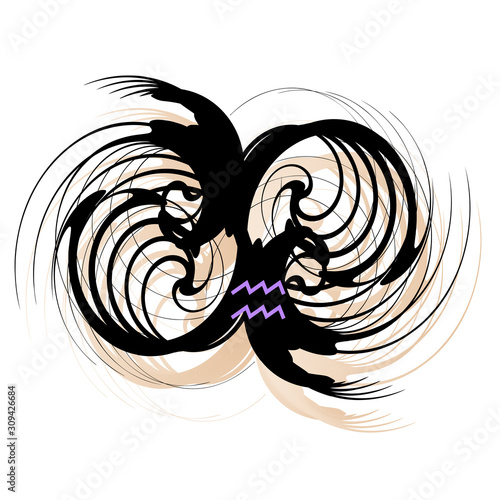 Tattoo ideas. Abstract drawing. Astrological sign Aquarius. Tattoo design