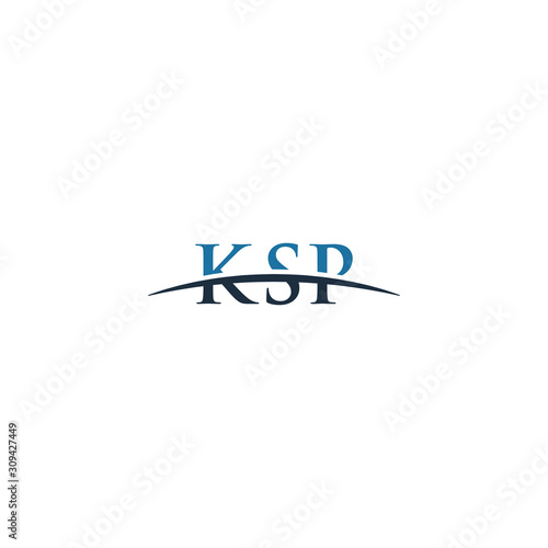 Initial letter KSP, overlapping movement swoosh horizon logo company design inspiration in blue and gray color vector photo