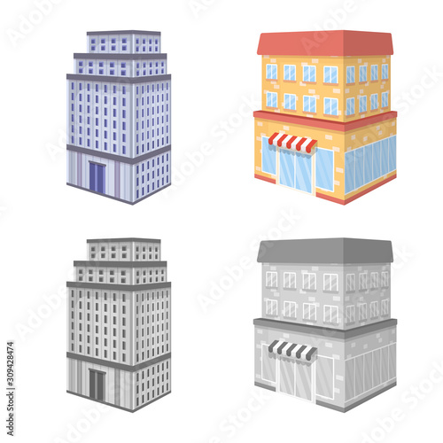 Vector illustration of construction and building icon. Set of construction and estate stock symbol for web.