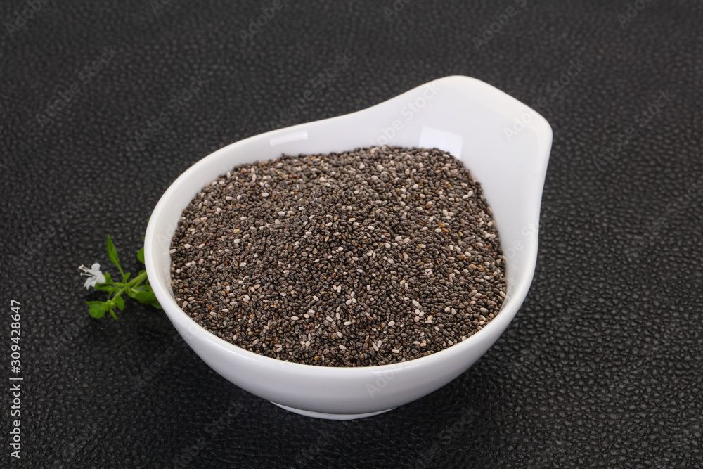 Dietary Chia seeds in the bowl Dietary Chia seeds in the bowl
