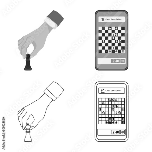 Vector design of checkmate and thin symbol. Set of checkmate and target stock vector illustration.