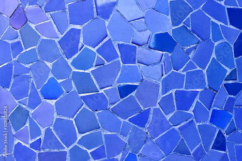 Classic blue mosaic pattern as background. Blue ceramic wall tiles as background