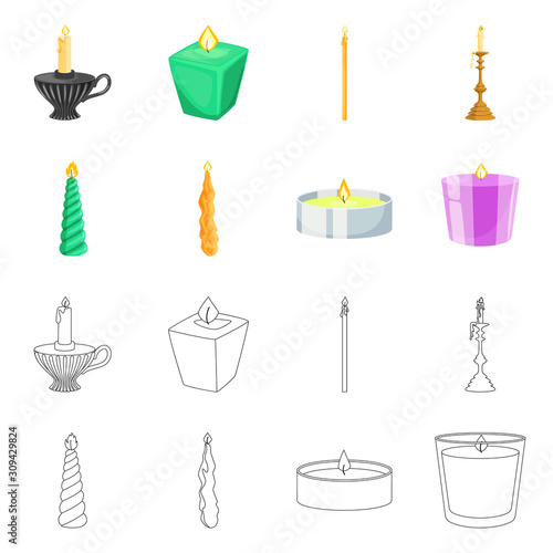 Isolated object of relaxation and flame icon. Collection of relaxation and wax stock symbol for web.