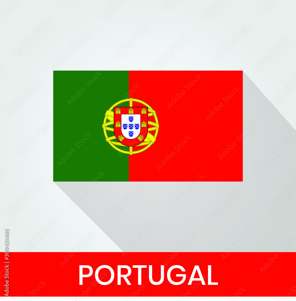 Flag of The Portugal With Shadow