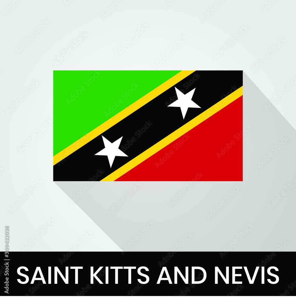 Flag of The Saint Kitts and Nevis With Shadow