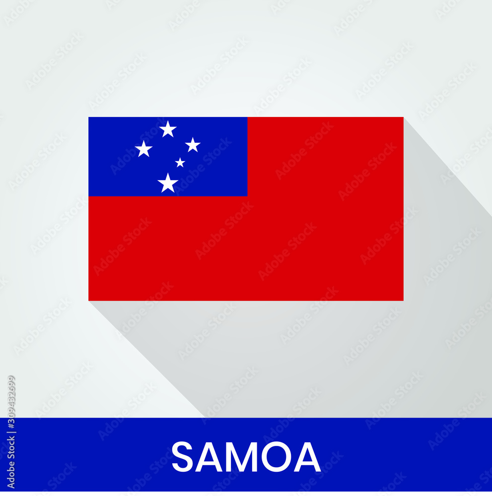 Flag of The Samoa With Shadow