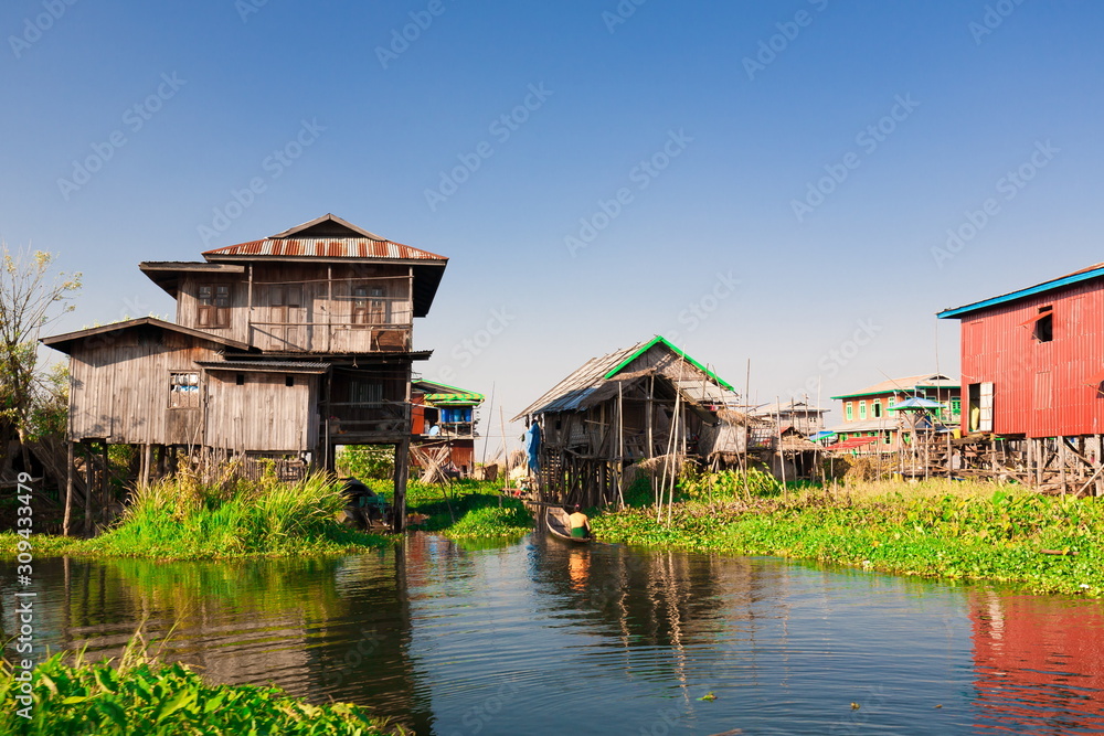 Myanmar. Landscape. Inle lake. Village Myanmar. Landscape. Inle lake. Village