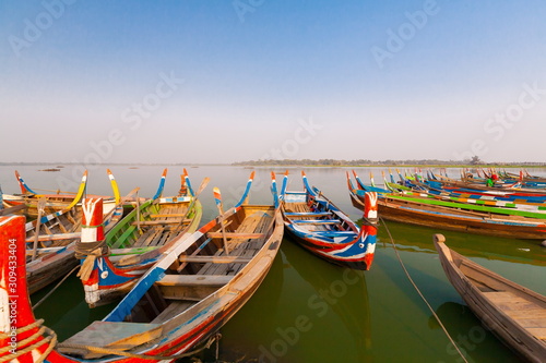 Wallpaper Mural Myanmar.  Landscape. Boats in lake. Trash Torontodigital.ca