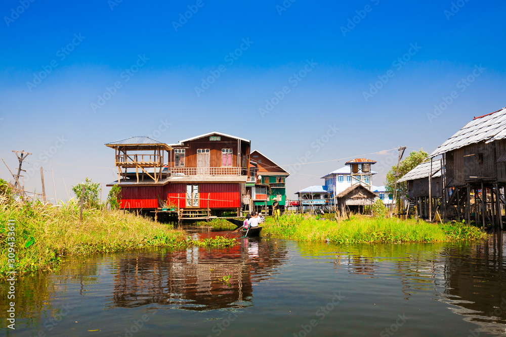 Myanmar. Landscape. Inle lake. Village Myanmar. Landscape. Inle lake. Village