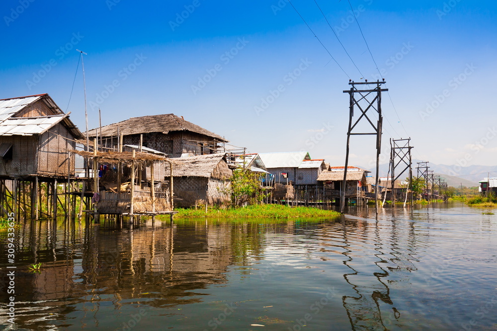 Myanmar. Landscape. Inle lake. Village Myanmar. Landscape. Inle lake. Village