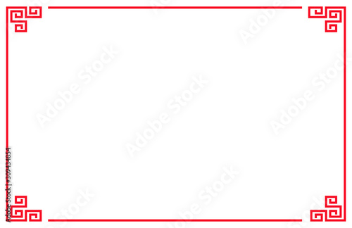 Chinese red square frame vector abstract background design.
