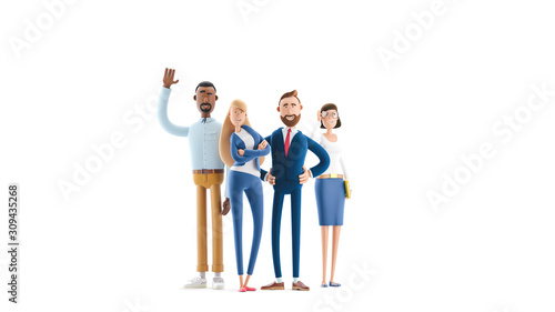 A working team of professionals. 3d illustration. Cartoon characters. Business teamwork concept. 