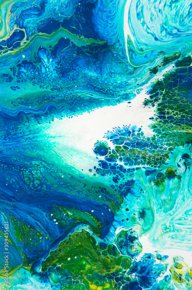 Fototapeta premium acrylic, paint, abstract. Closeup of the painting. Colorful abstract painting background. Highly-textured oil paint. High quality details. Marbling. Marble texture. Paint splash. Colorful fluid