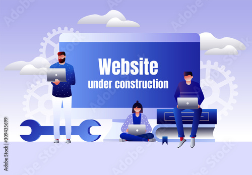 Website is under construction vector illustration concept, developer fixing website, sytem update server can use for landing page template, ui, web, mobile app, poster, banner, flyer
