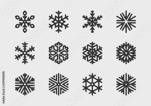 Set of vector snowflakes icons. Collection of logos for your design.