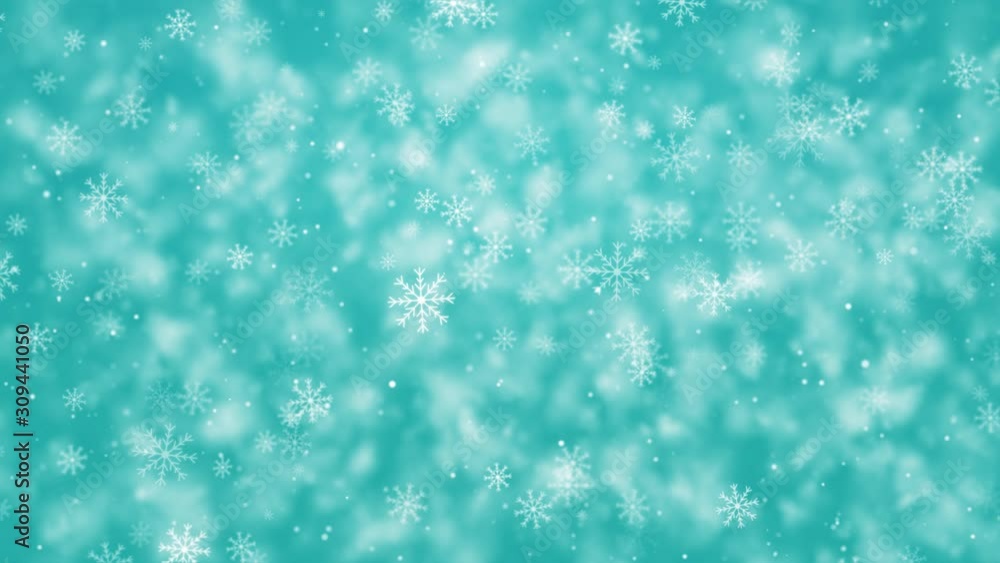 Winter snowflakes falling on light blue background, Christmas card background, loop animation. Winter snowflakes falling on light blue background, Christmas card background, loop animation.