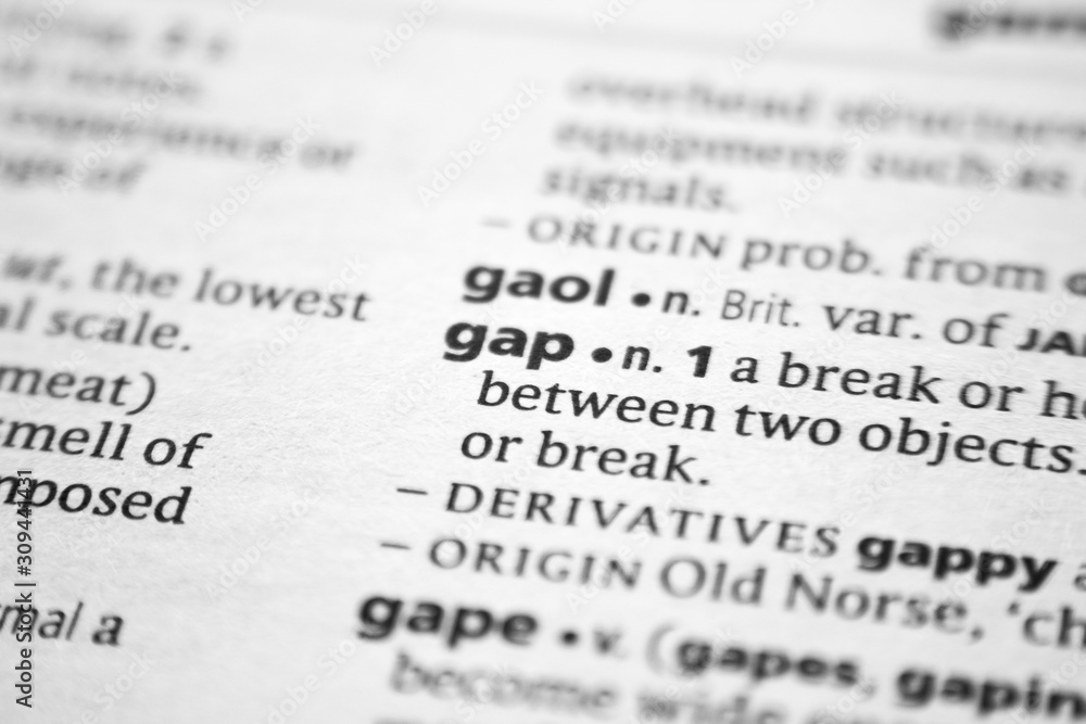 Word or phrase Gap in a dictionary. Word or phrase Gap in a dictionary.