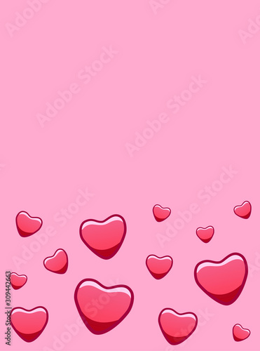 Copy space with pink hearts on pink background