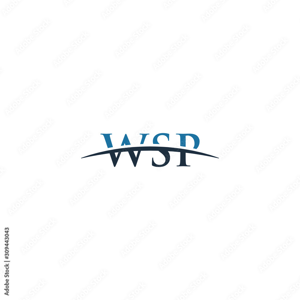Initial letter WSP, overlapping movement swoosh horizon logo company design inspiration in blue and gray color vector Initial letter WSP, overlapping movement swoosh horizon logo company design inspiration in blue and gray color vector