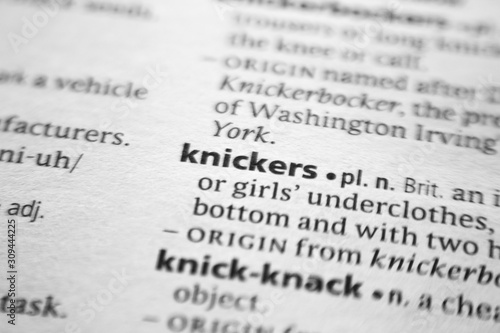 Word or phrase Knickers in a dictionary.
