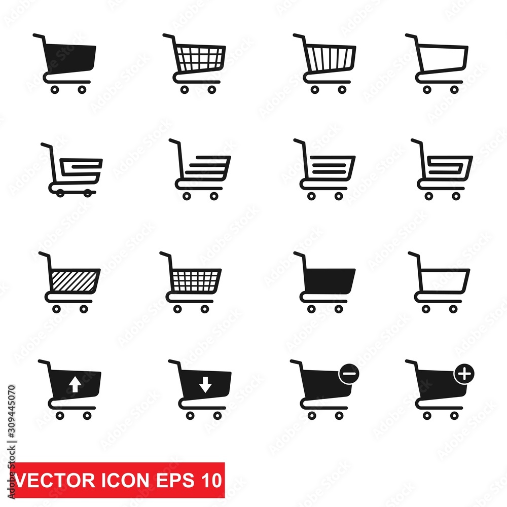 shopping cart icons set