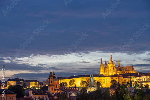 View on Prague castle at dusk