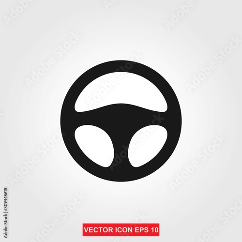 Steering wheel icon - vector.