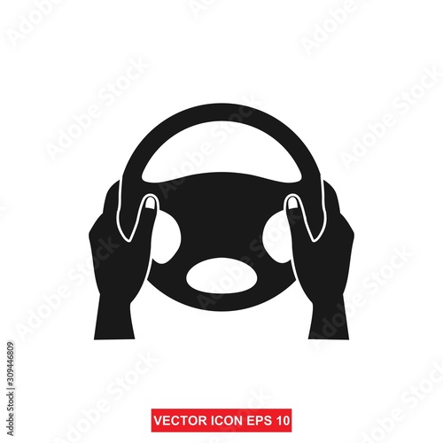 Steering wheel icon - vector.