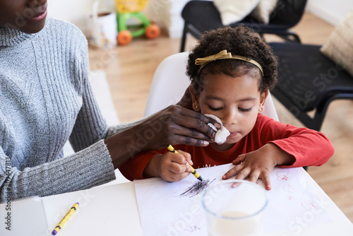 Cleaning wipe daughter.
