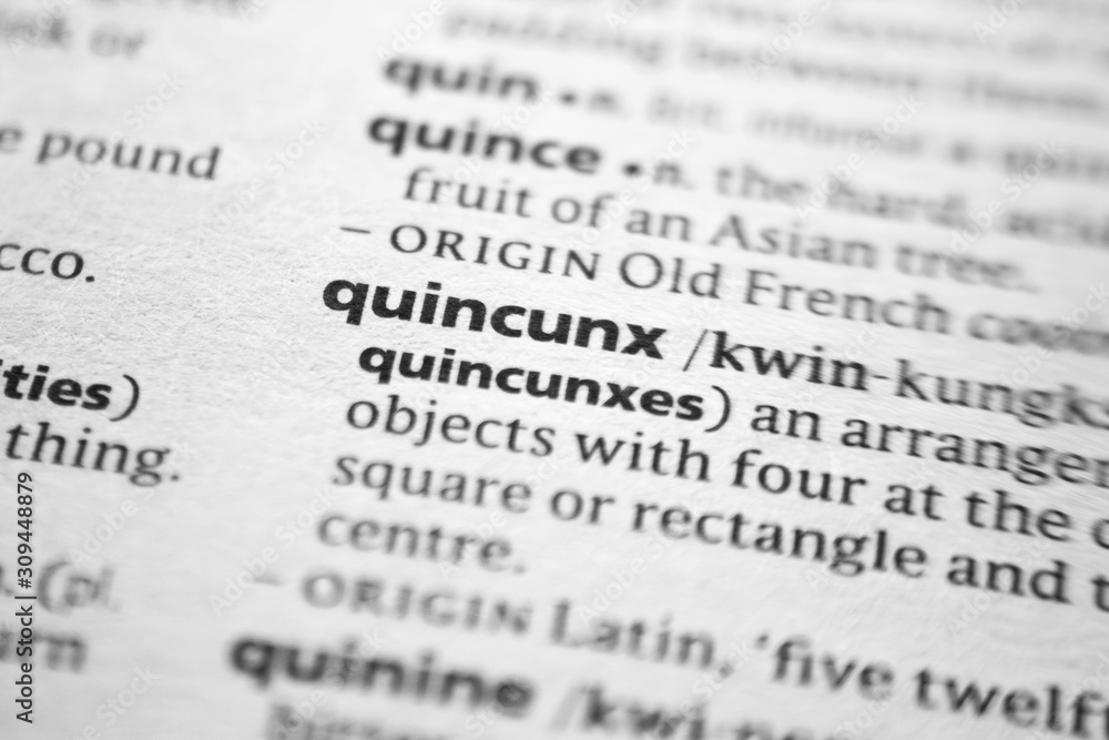 Word or phrase Quincunx in a dictionary.