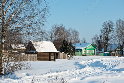 Winter landscape with a view of a typical small russian village Parskoe/ Rodnikovsky district/ Ivanovo region/ Russia © Vladiri
