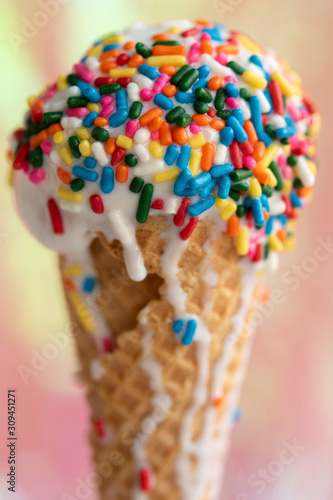 Ice cream cone with sprinkles photo