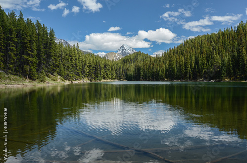 Beautiful Moose Lake and peaks, Jasper National Park, Alberta, Canada