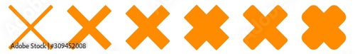 Cross Icon Orange | Crosses | Cancel Symbol | Wrong Illustration | Logo | X Sign | Isolated | Variations