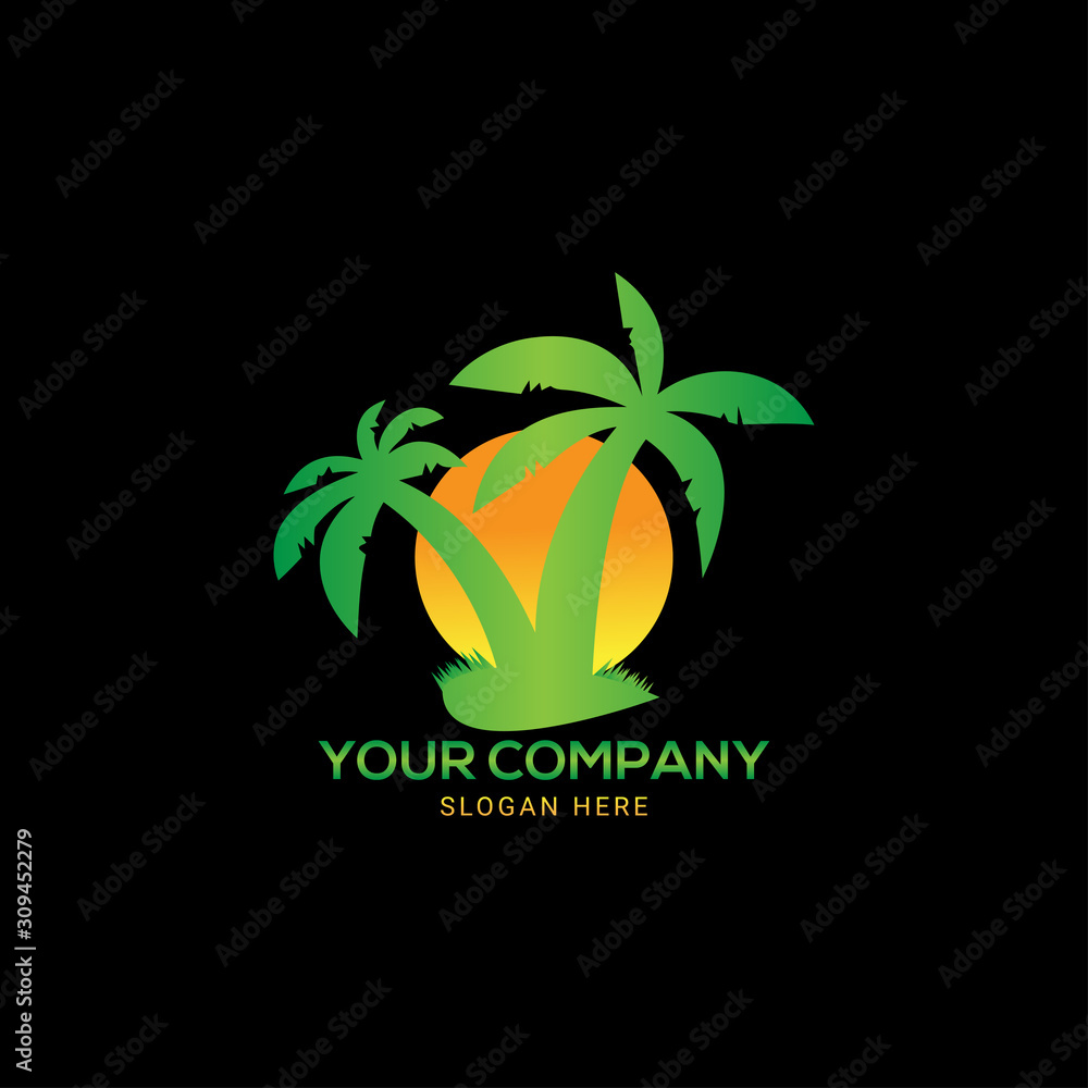 Fototapeta premium green palm tree, tree logo design